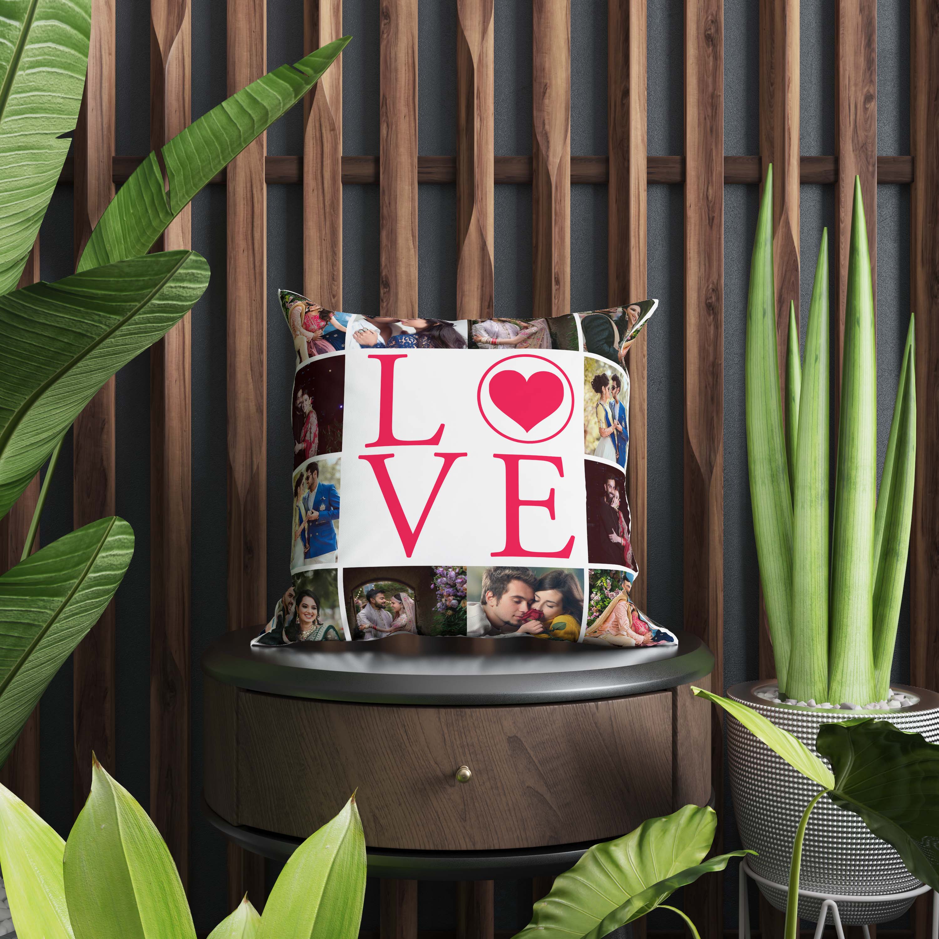 Love print collage photo pillow