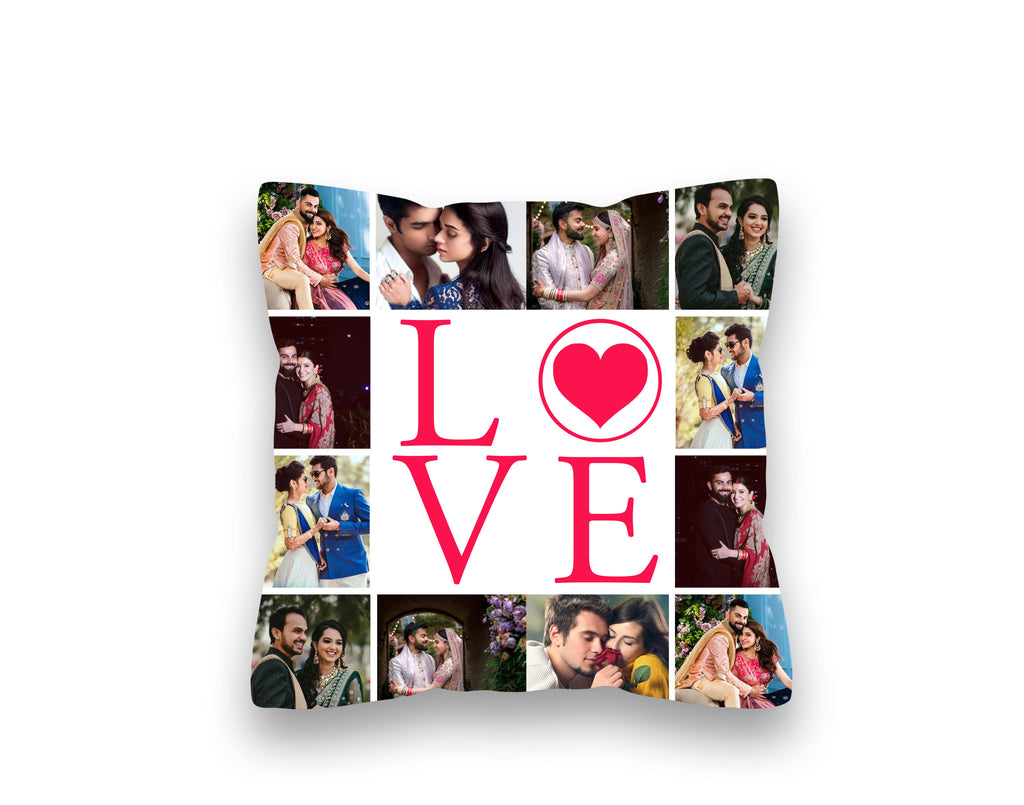 Love print collage photo pillow