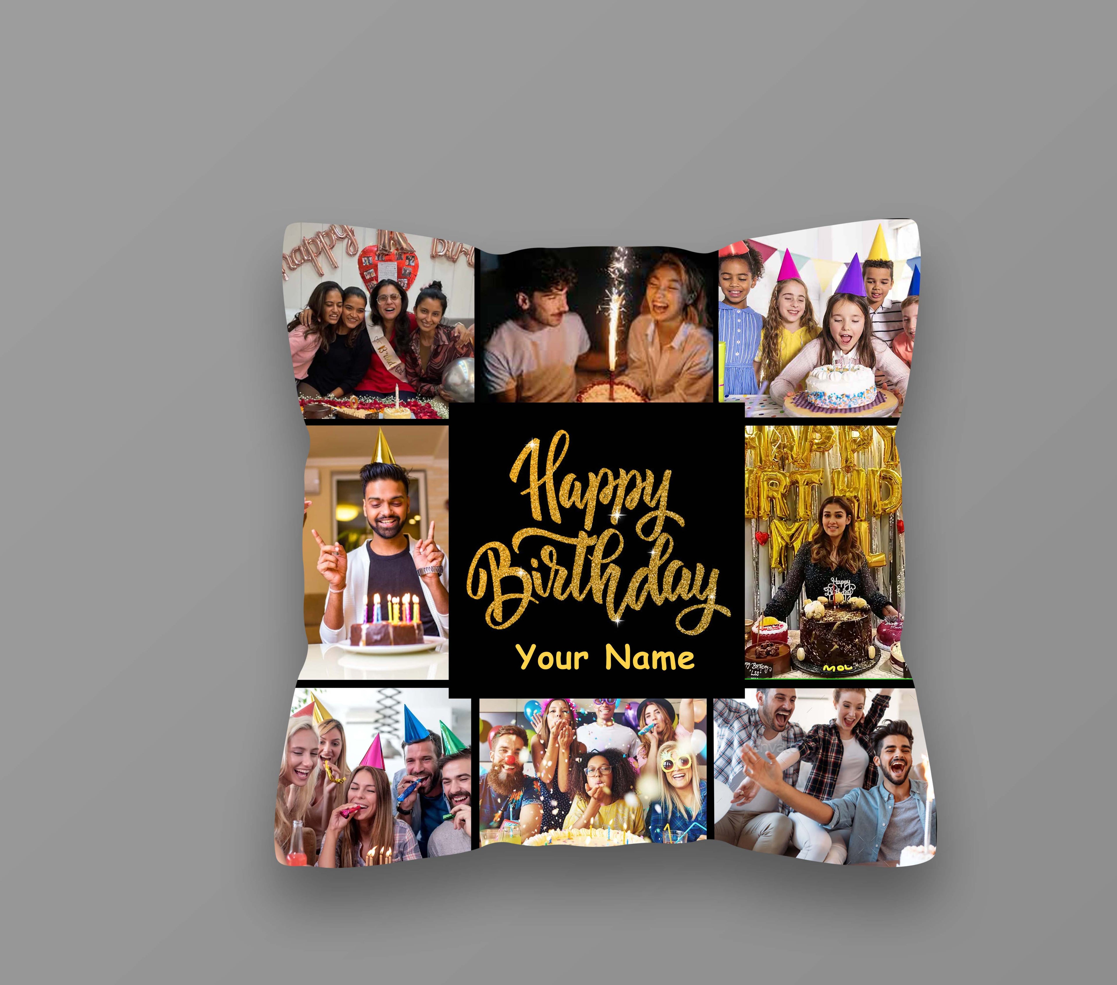 Happy Birthday Collage Pillow