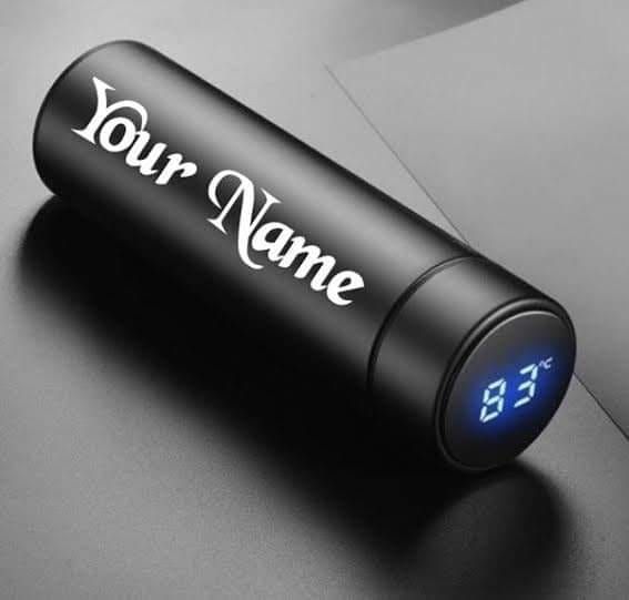 JS Creations Personalized Temperature Display Water Bottle | LED Digital Temperature Bottle | Stainless Steel Vacuum Flask | Custom Name Printed | Hot & Cold Thermos – 500ml